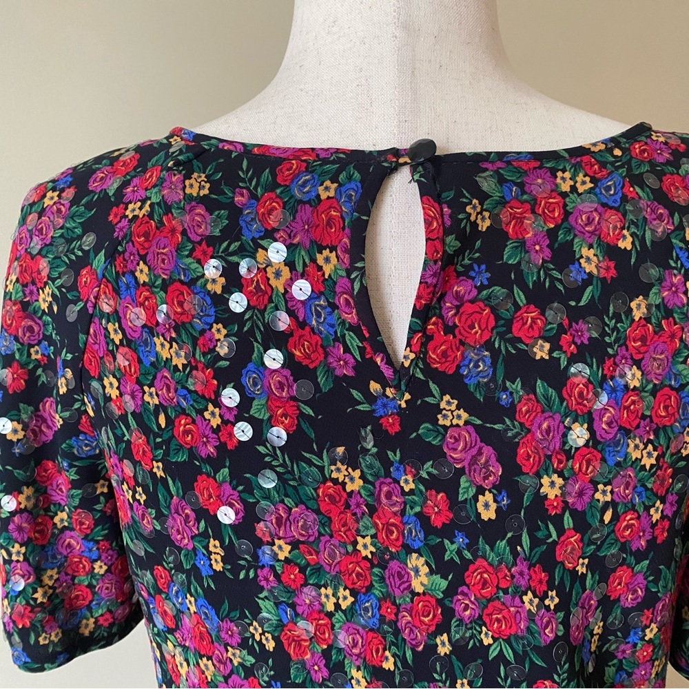 Liz Claiborne floral flowy dress with clear sequins Size 8 - Picture 5 of 10